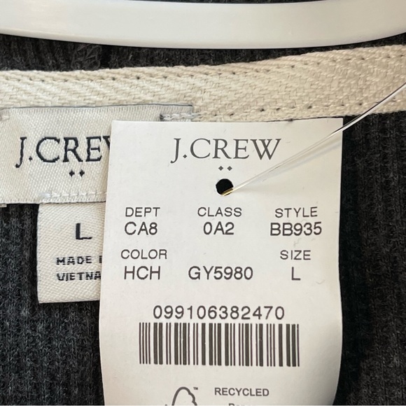 J Crew Charcoal Gray Waffle Henley Hoodie Size Large - Picture 6 of 6